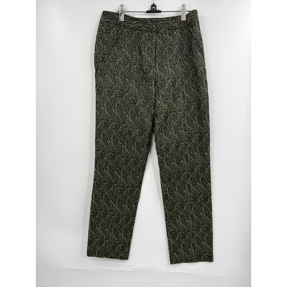 ETCETERA Womens Size 8 Black Gold Paisley Print‎ Straight Leg Pants